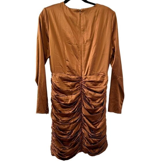 Retrofete Brea Ruched Silk-Blend Satin Mini Dress Size Large - Picture 8 of 11